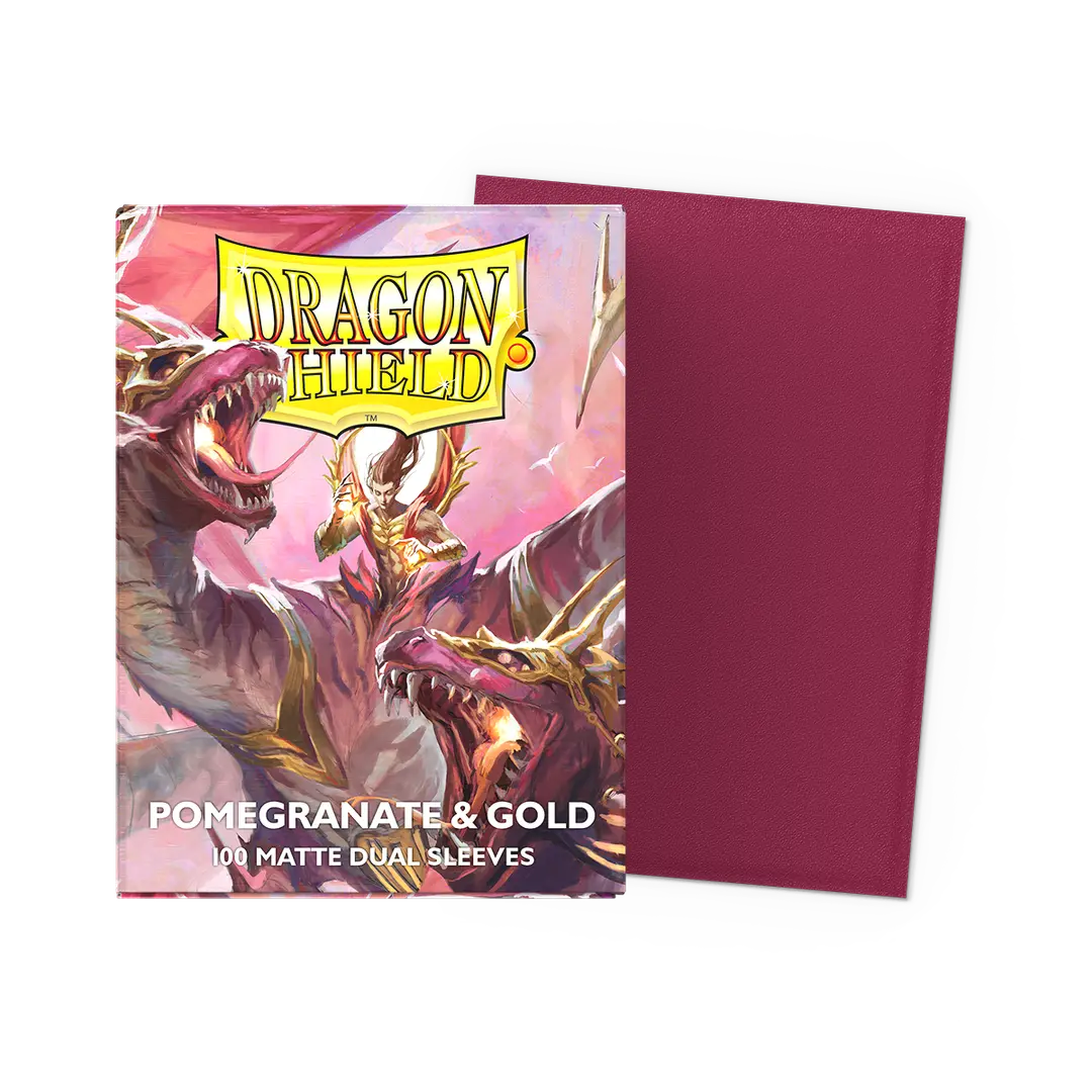 DRAGON SHIELD MATTE DUAL, POMEGRANATE & GOLD (100)