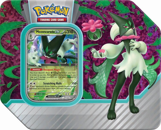 POKEMON PALDEA PARTNERS TIN CASE, MEOWSCARADA EX