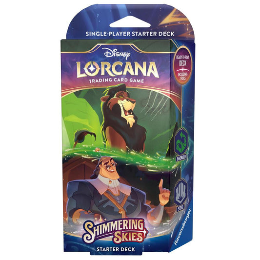 DISNEY LORCANA SHIMMERING SKIES STARTER DECK, EMERALD & STEEL