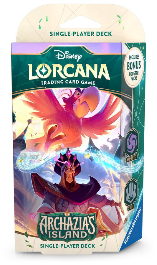 DISNEY LORCANA  ARCHAIZA'S ISLAND STARTER DECK, AMETHYST & STEEL